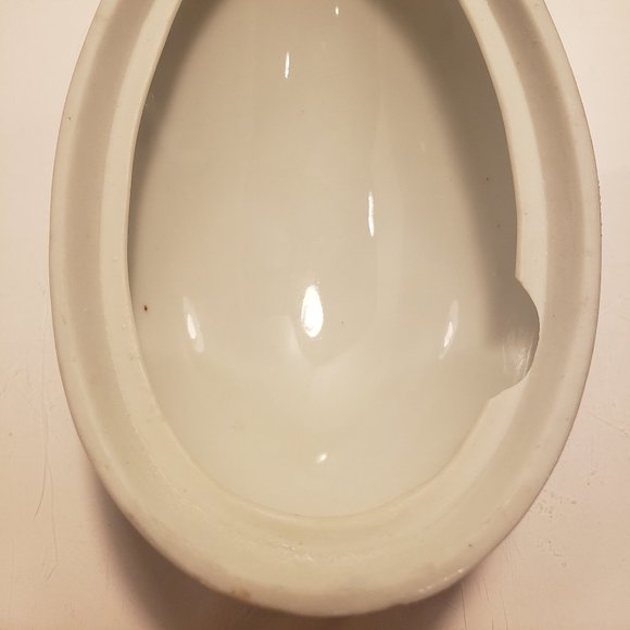 EGG SHAPED TRINKET DISH w/ LID - FLOWERS & GOLD INLAY TRIM - 5.5" X 3.5" X 3.5" - Picture 15 of 15